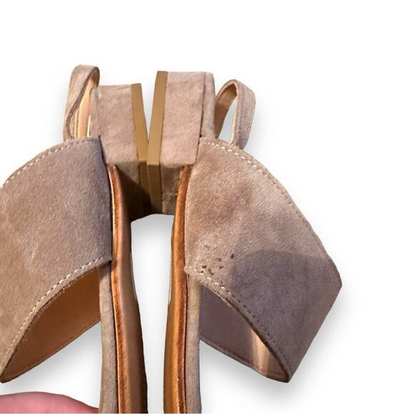 Les Italiennes Taupe Suede Double Strap‎ Buckle Slingback Flat Sandals Sz 39 - Picture 9 of 9